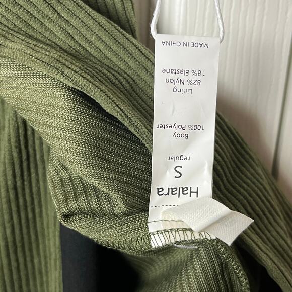 Halara High Waisted Back Zipper Split Hem 2-in-1 Corduroy Casual Skirt Green S - Picture 5 of 9